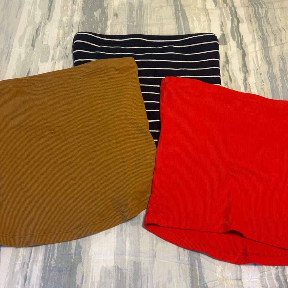 Red, Brown, and Striped tube top bundle Sz xs